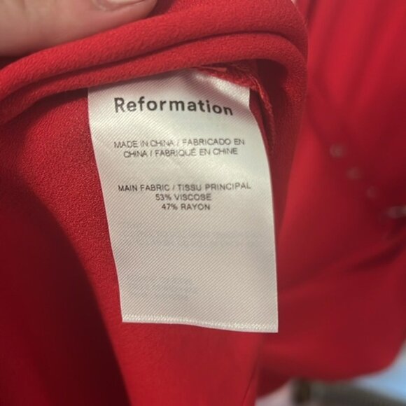 Reformation Laina Midi Dress Cap Sleeve waist Belt Lipstick Red Womens XS NEW - Picture 11 of 11